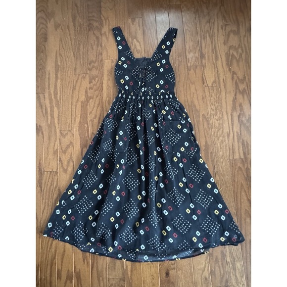 Free People Sz S Pocket Full of Wildflowers Dress Black Boho Midi Pockets - Picture 2 of 12